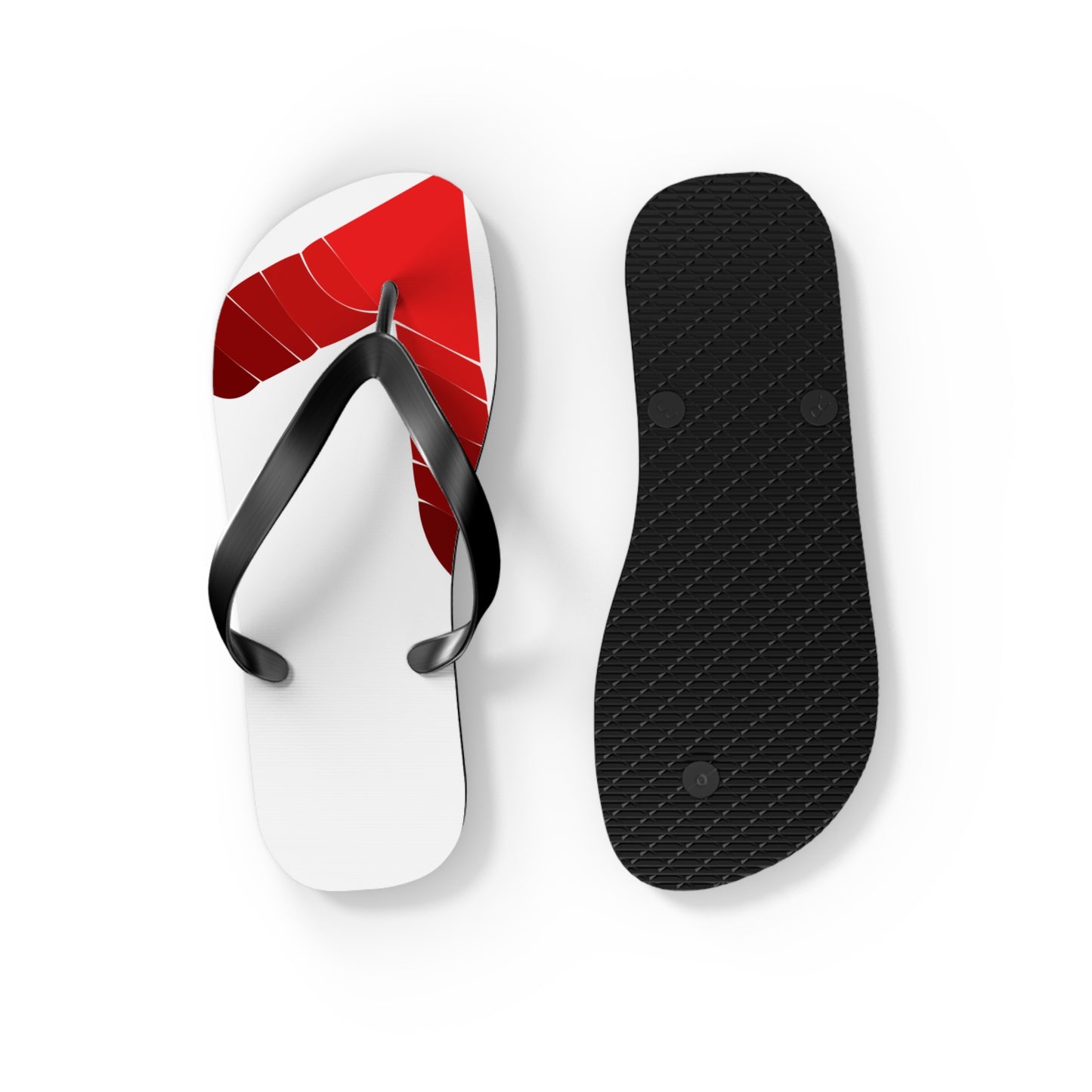 Red Tropical Leaf Flip Flops — Beach Sandal with Bold Palm Design