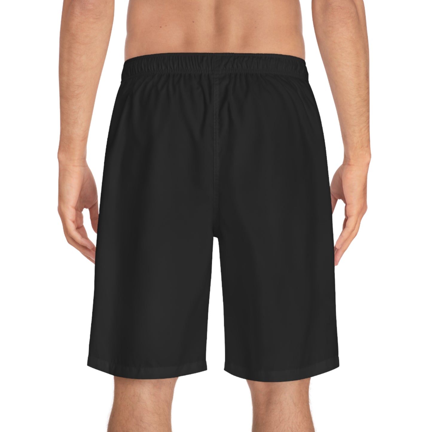 Men's Black Board Shorts with Red Wing Accent — MaxtraMax Swim Trunks