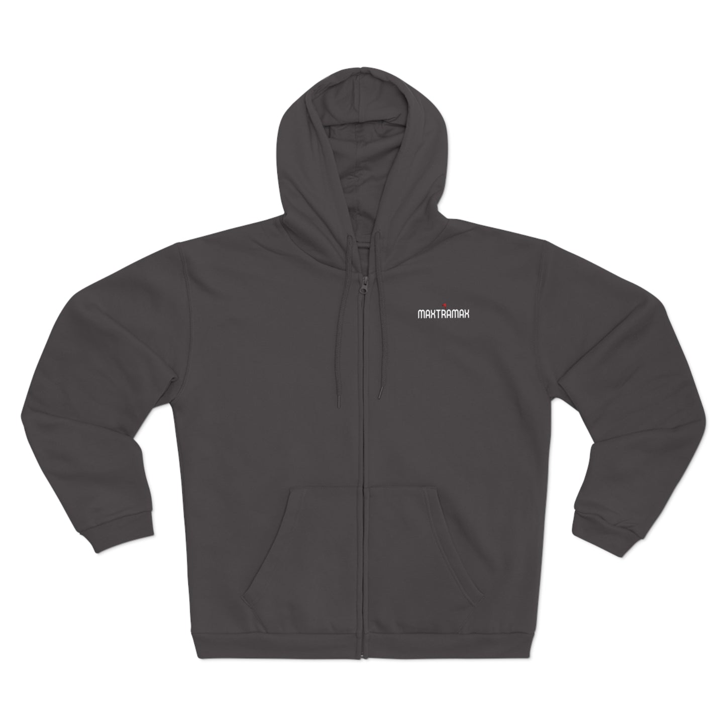 Zip Hoodie with Red Chevron Back Graphic — Modern Streetwear Zip-Up