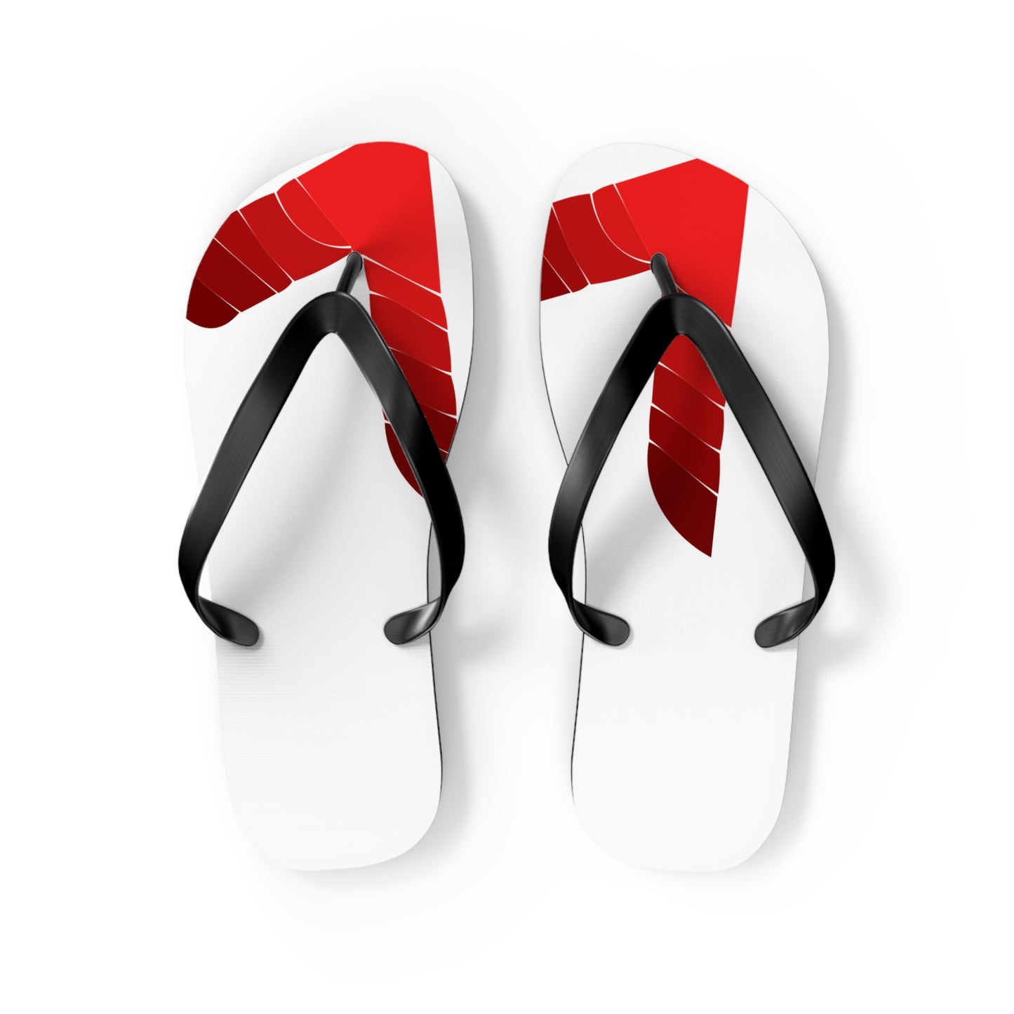 Red Tropical Leaf Flip Flops — Beach Sandal with Bold Palm Design