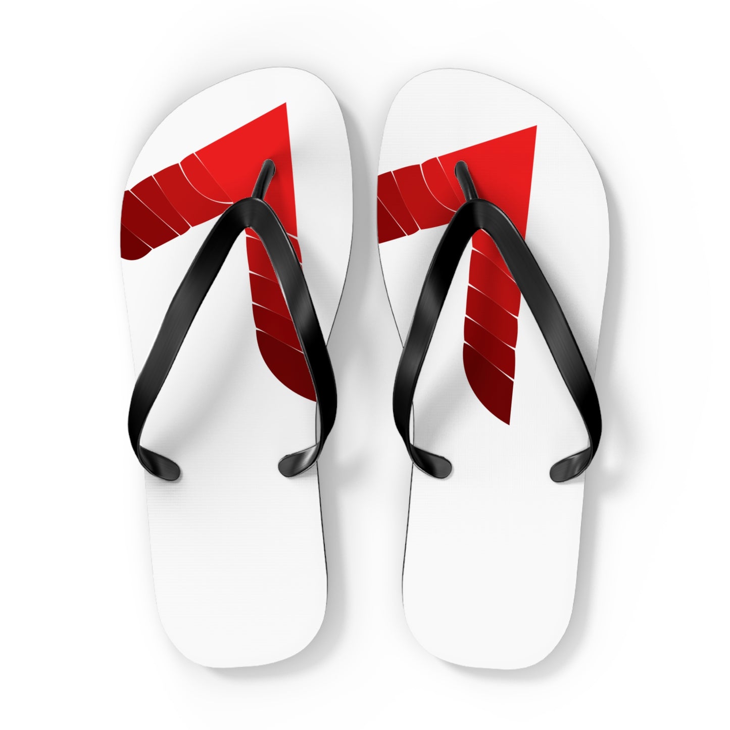 Red Tropical Leaf Flip Flops — Beach Sandal with Bold Palm Design