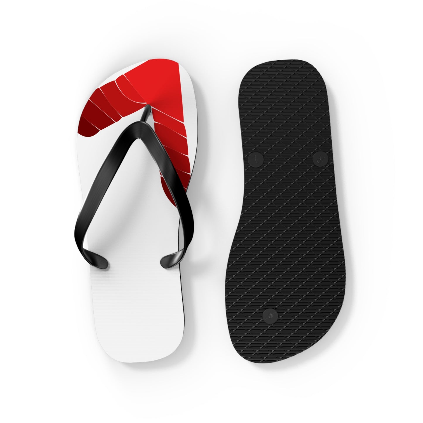 Red Tropical Leaf Flip Flops — Beach Sandal with Bold Palm Design