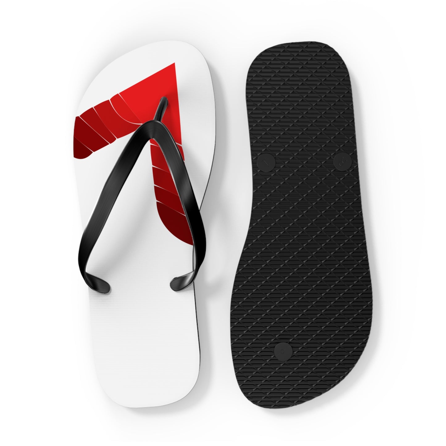 Red Tropical Leaf Flip Flops — Beach Sandal with Bold Palm Design