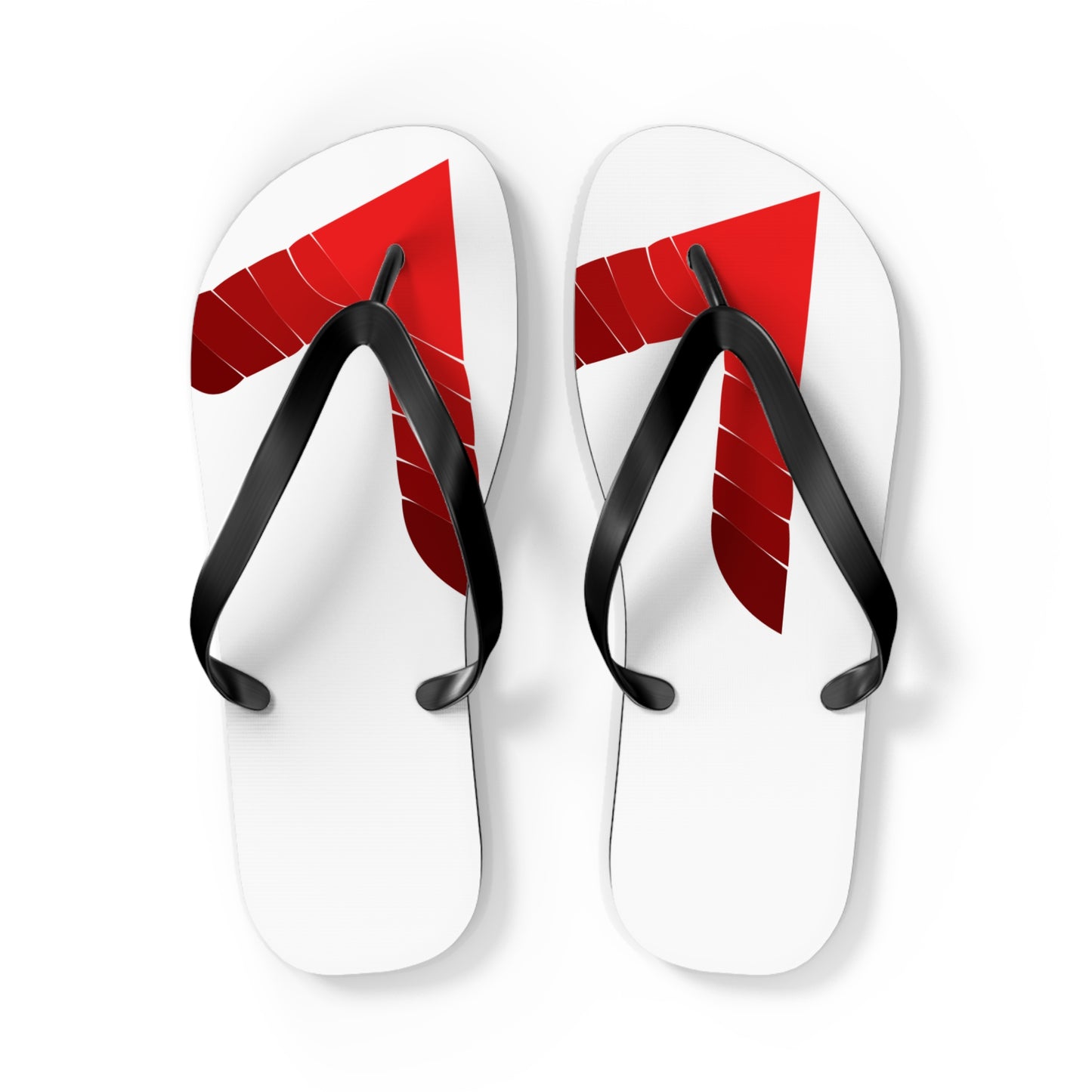 Red Tropical Leaf Flip Flops — Beach Sandal with Bold Palm Design