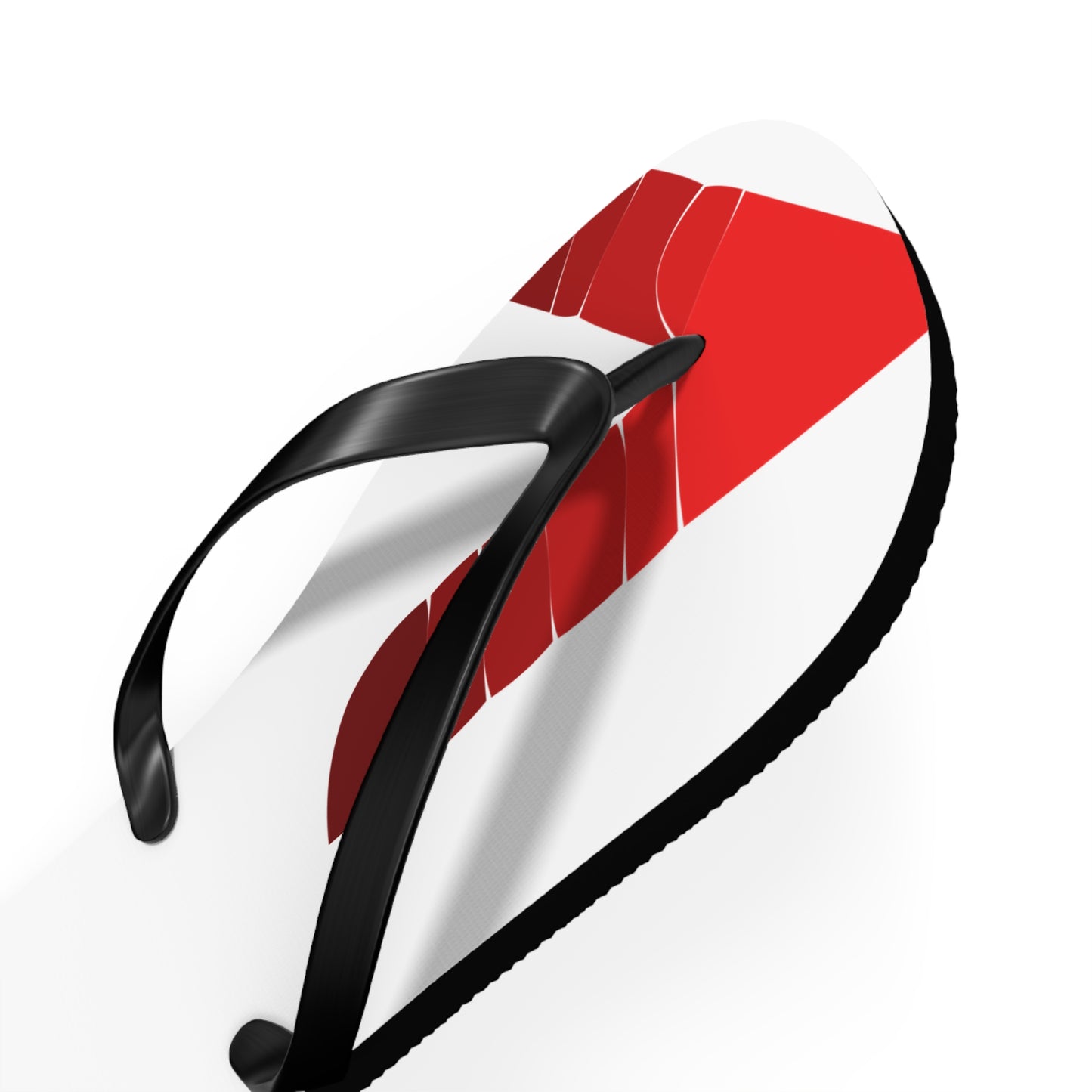 Red Tropical Leaf Flip Flops — Beach Sandal with Bold Palm Design