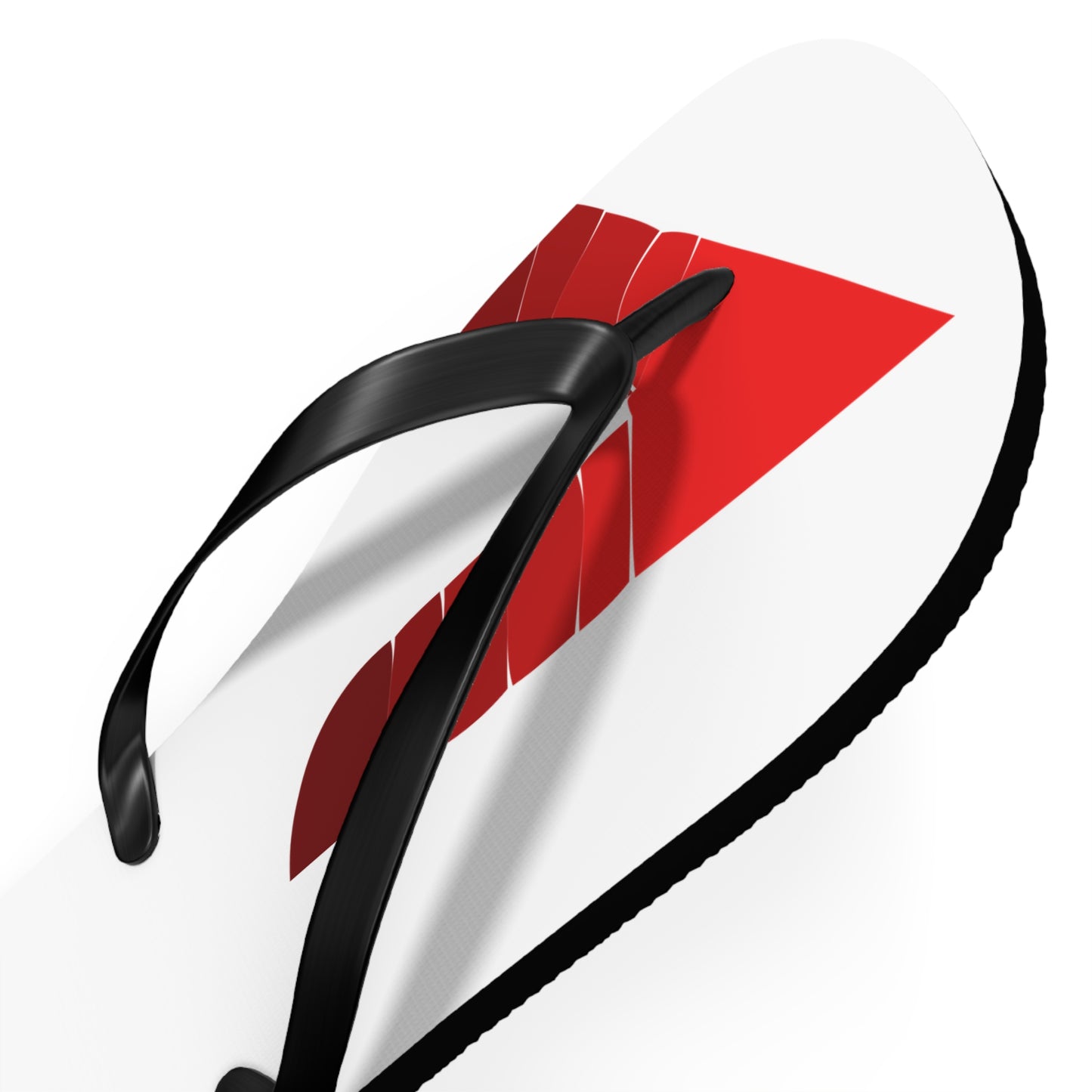 Red Tropical Leaf Flip Flops — Beach Sandal with Bold Palm Design