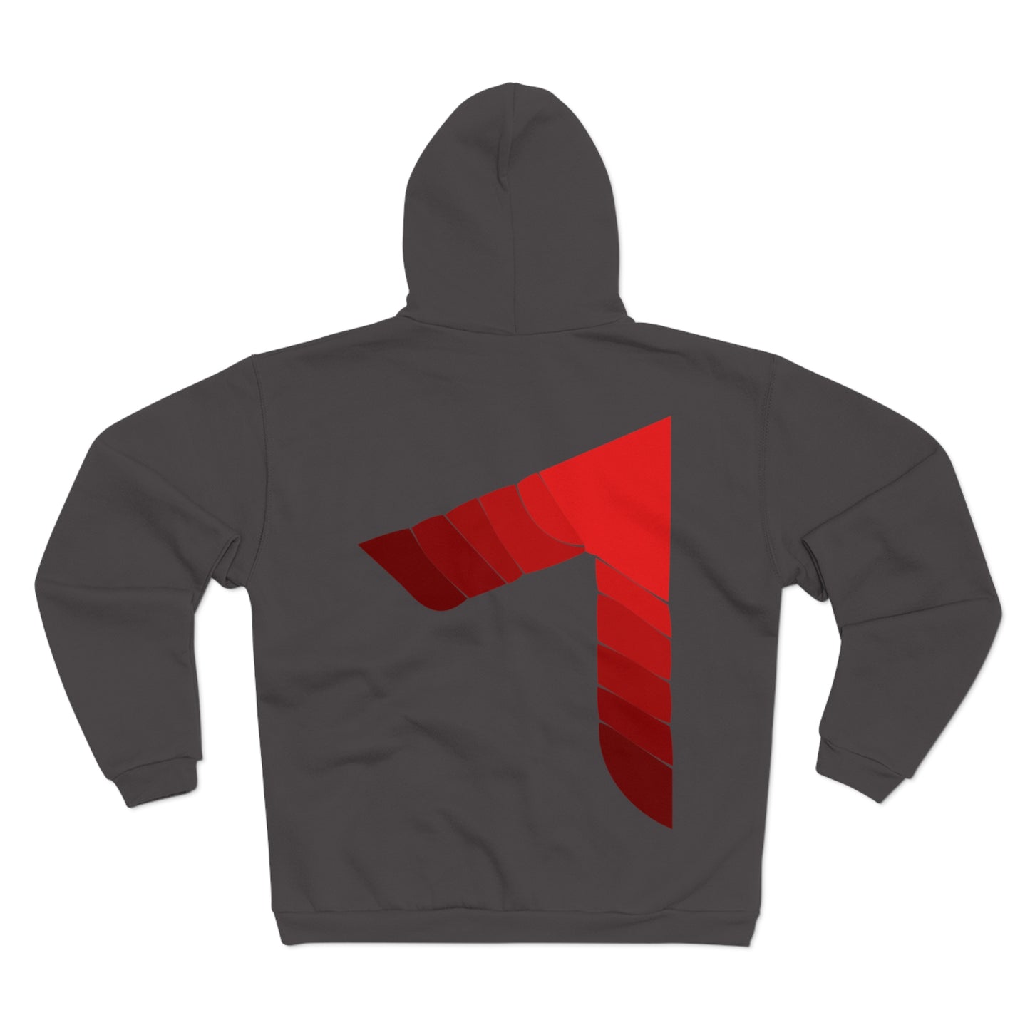 Zip Hoodie with Red Chevron Back Graphic — Modern Streetwear Zip-Up