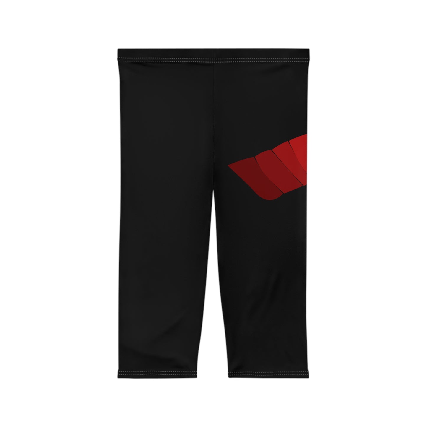 Red Wing Capri Leggings — Women's Athletic Capri with Bold Geometric Accent