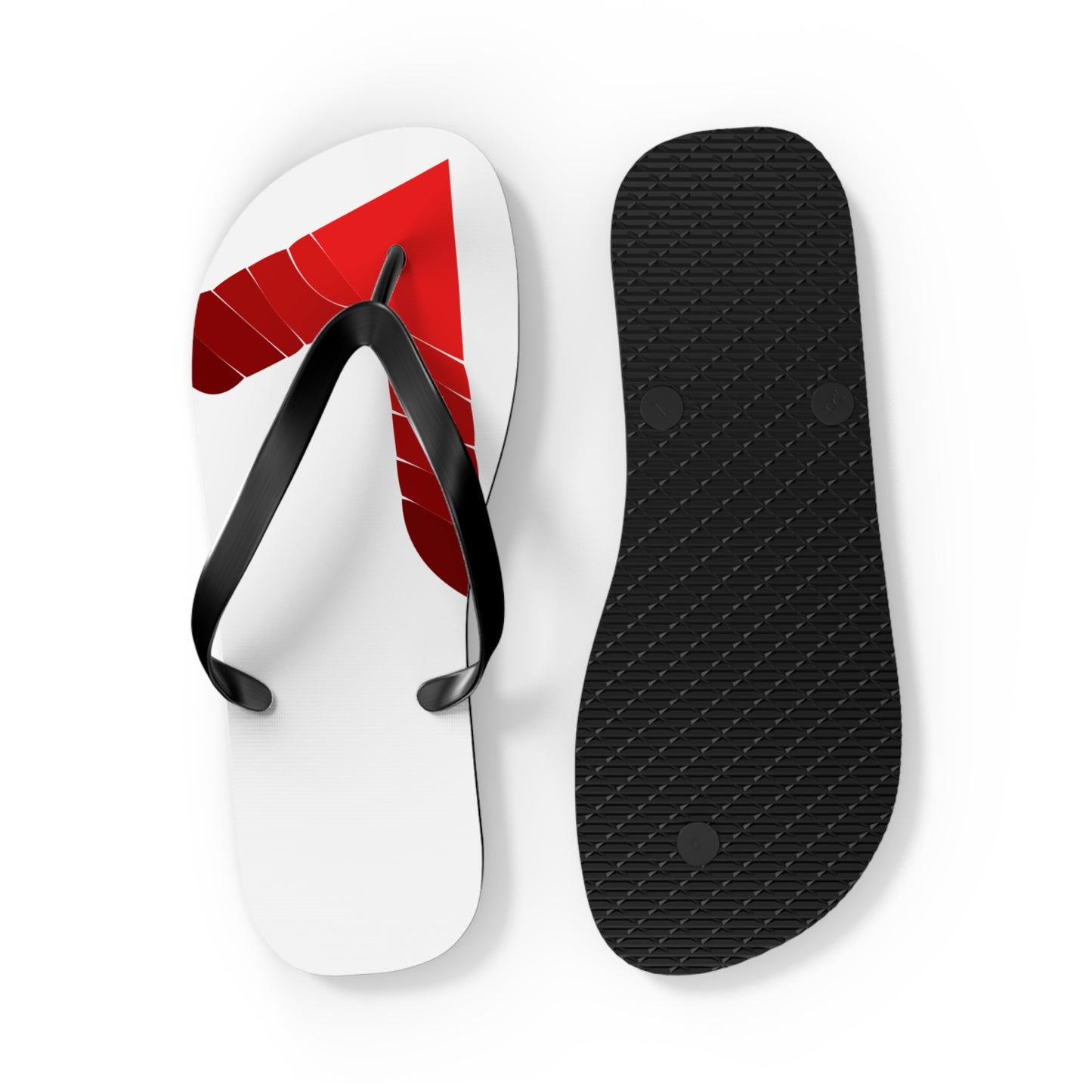 Red Tropical Leaf Flip Flops — Beach Sandal with Bold Palm Design