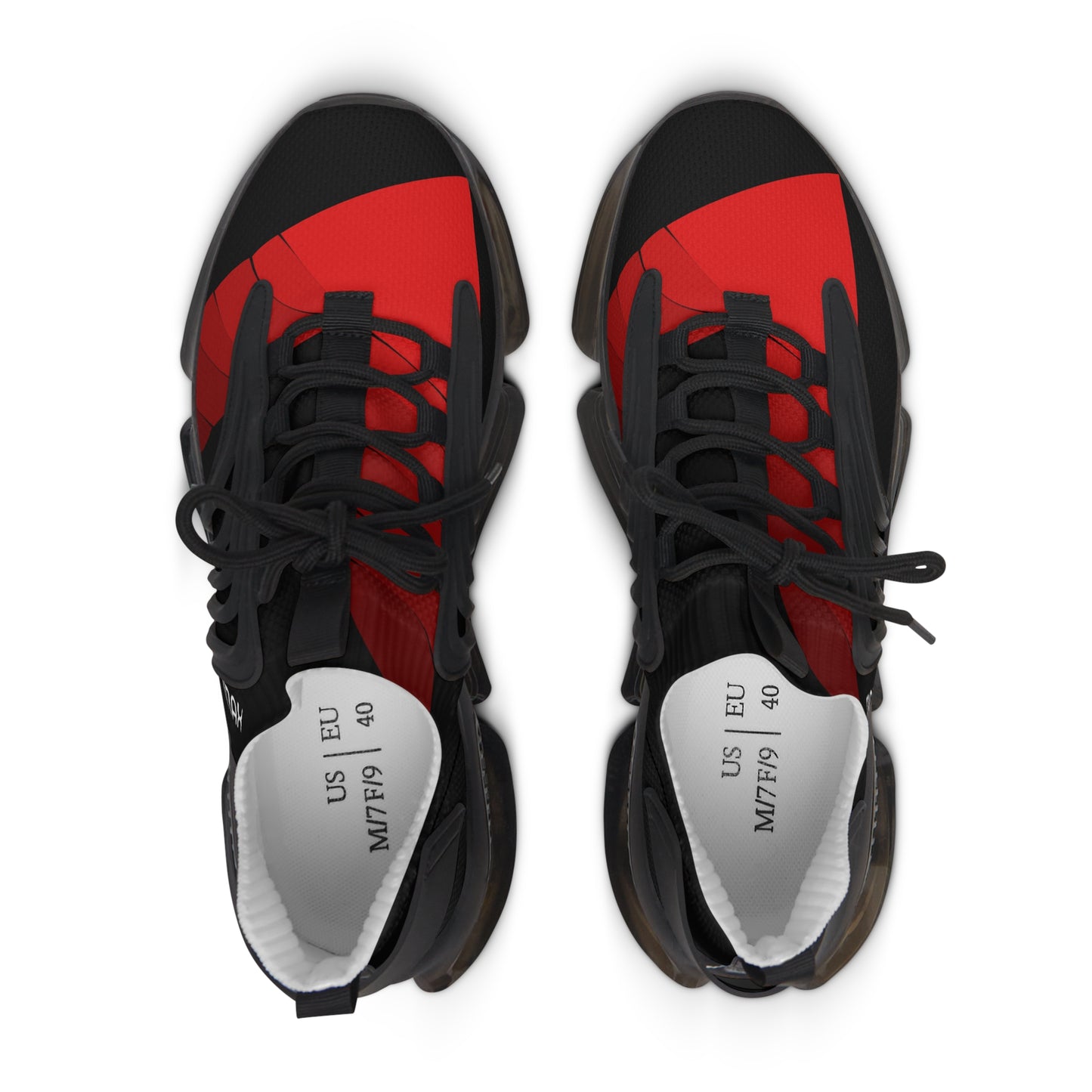 Women's Red & Black Mesh Sneakers — Lightweight Breathable Athletic Shoes