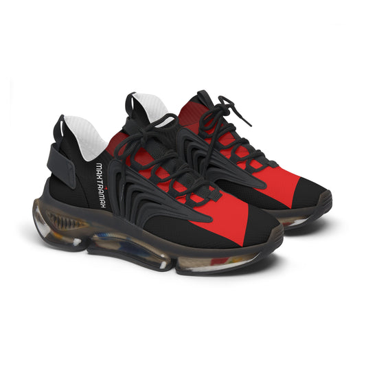 Women's Red & Black Mesh Sneakers — Lightweight Breathable Athletic Shoes