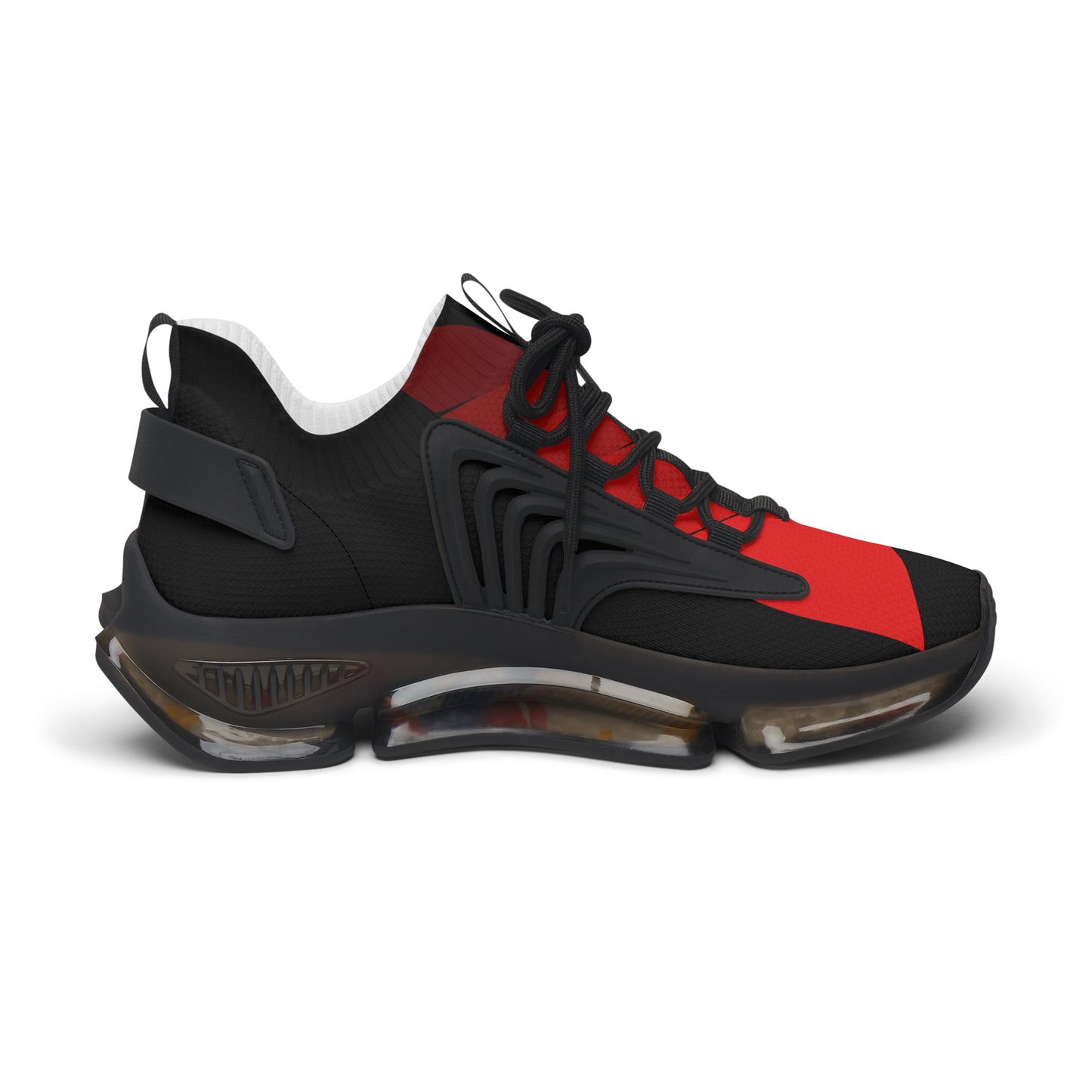 Women's Red & Black Mesh Sneakers — Lightweight Breathable Athletic Shoes