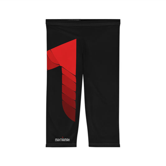 Red Wing Capri Leggings — Women's Athletic Capri with Bold Geometric Accent